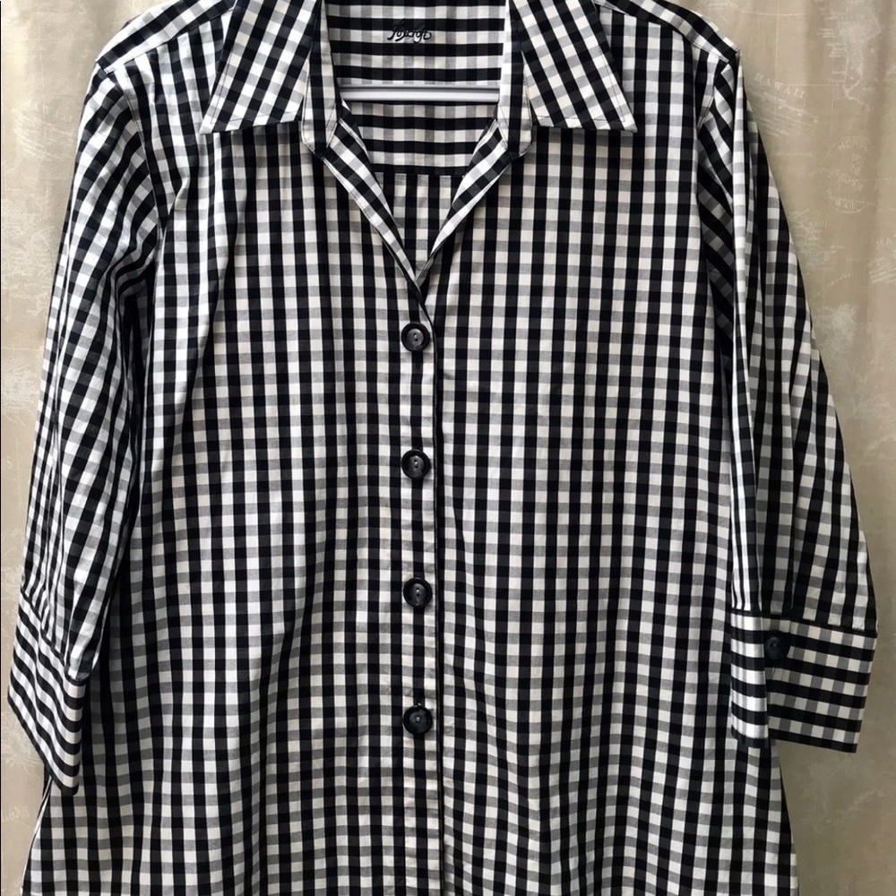 Gorgeous Foxcroft Black Plaid Tunic Top Sz 22W